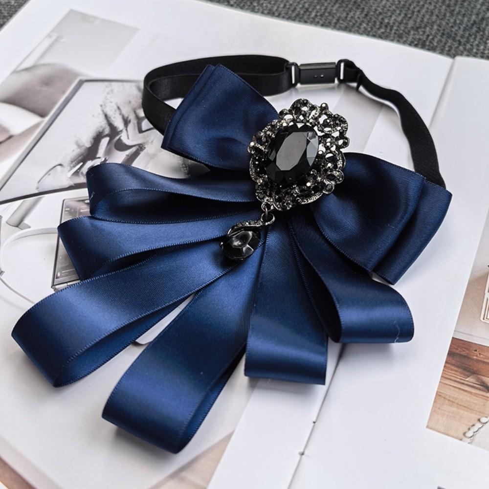 Fabric Bowtie Crystal Neck Decoration Brooch Accessories Collar Flower Women Accessories