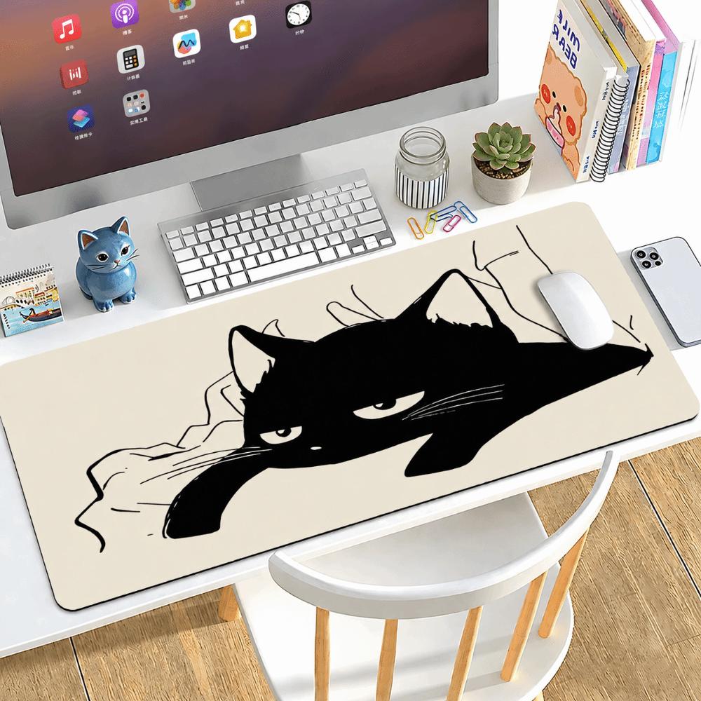 Non Slip Black Cat Mouse Pad Extra Large Desk Pad Cute Desk Pad Protector for Computer Desk
