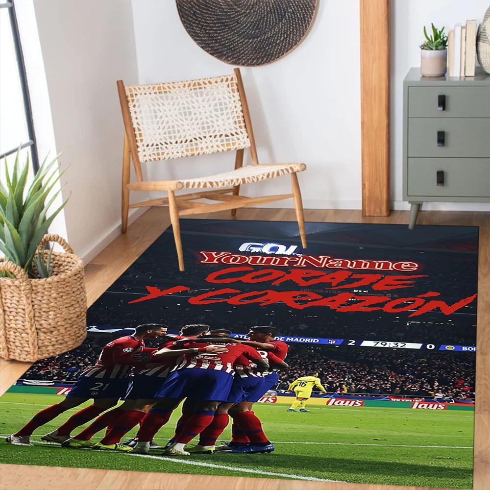 Atletico Madrid Customizable Name Floor Mat Perfect for Foyer Hallway Balcony Dining Room Anti-slip Rug Decorate Offices