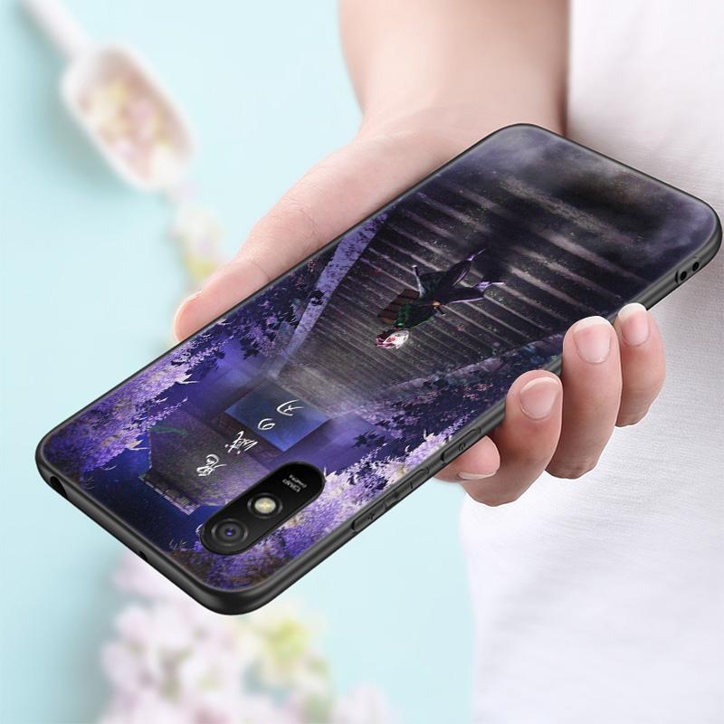 Силиконовый чехол для телефона с аниме Demon Slayer tanjiro для Xiaomi Redmi Note 11 10 9 8 Pro 11T 10T 10S 9S 8T 9 9A 9C 9T черный мягкий чехол