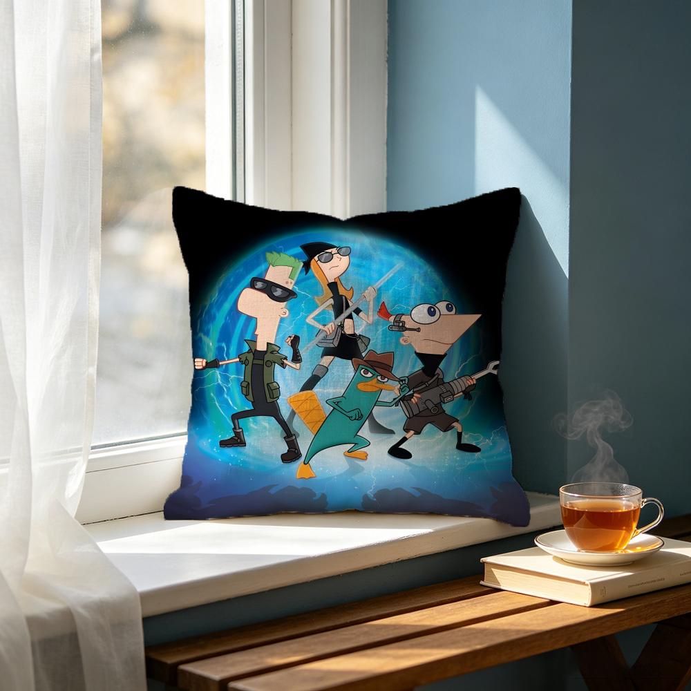 Cartoon PPhineas and Ferbing Cushion Cover Cushion Cover Set Pcs x x x Pillowcase Decorative Sofa Home Decor