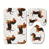 3pcs Dachshund Dog Bathroom Rug Set Non-Slip U-Shaped Mat and Toilet Lid Cover Frankfurter Pattern Washable Indoor Floor Mats