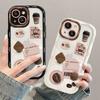 Applicable To Apple 14 Mobile Phone Case for Women IPhone 13pro Coffee Bean Three-dimensional Doll 15 Transparent Silicone Xr