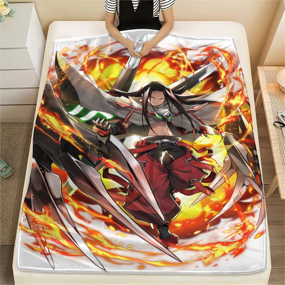 1PC SHAMAN KING Print Flannel Blanket, High quality Comfortable for All Seasons, Home Decor, Warmth and Comfort, Perfect for Christmas Gifts