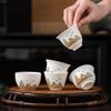 Suet Jade Ceramic Tea Cup Small Cup Kung Fu Tea Set Gold-painted High-end Tea Bowl Home Modern Light Luxury