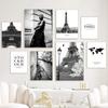 Black and White Paris Tower Streetscape World Map Canvas Painting Wall Art Retro Pictures Posters Prints Room Modern Home Decor