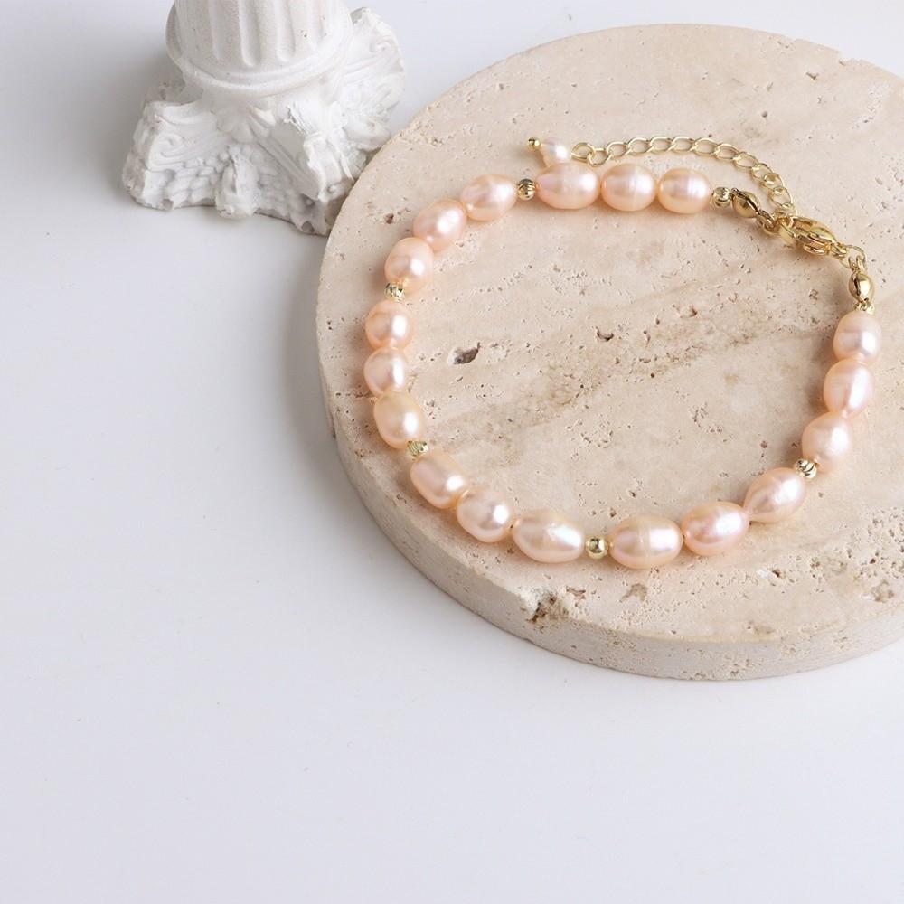 Small Rice Pearls Rice Pearl Strand Bracelets Adjustable Chain Beaded Strand Bracelets Women