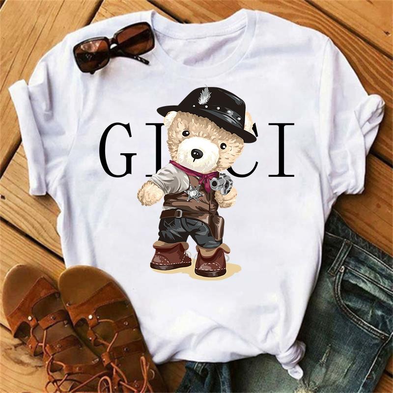 Одежда женская летняя футболка с принтом модные повседневные футболки Golf Bear с надписью 90-х годов тренд милые женские с коротким рукавом женская графика