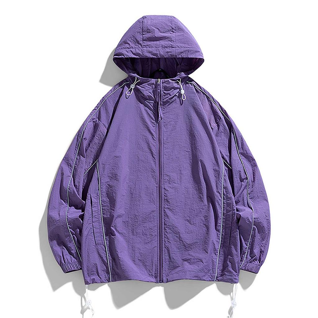 Летняя унисекс модная однотонная тонкая куртка на молнии с капюшоном и солнцезащитным козырьком