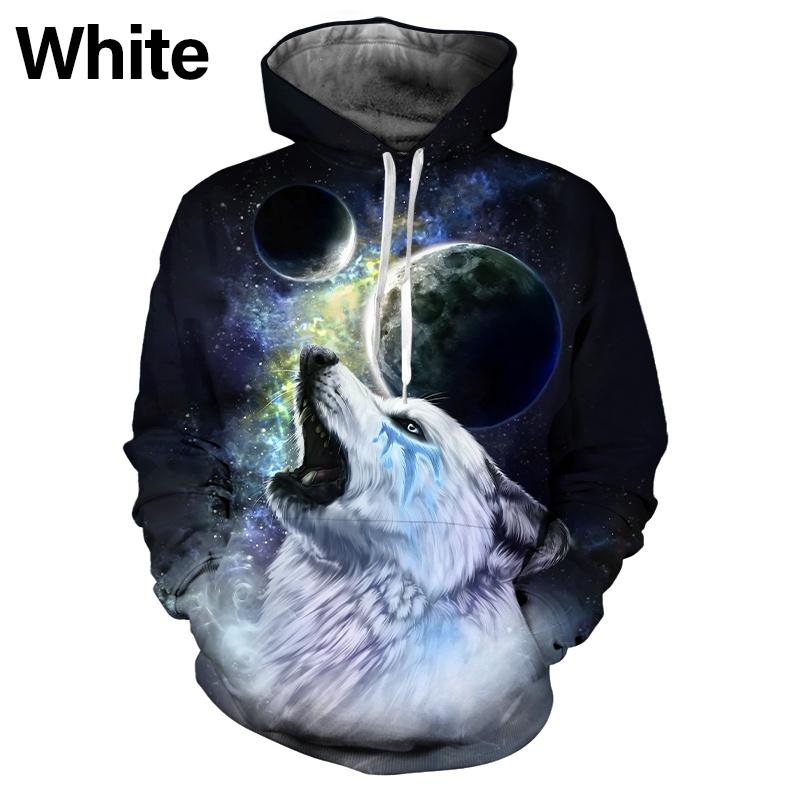 Fashion Casual Hip Hop Streetwear Sweatshirts Men Women 3D Print Wolf Couples Hoodies
