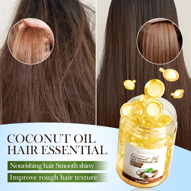 Coconut Oil Smooth Conditioner SADOER Nourishing Softening Hair Care Essential Oil Capsules