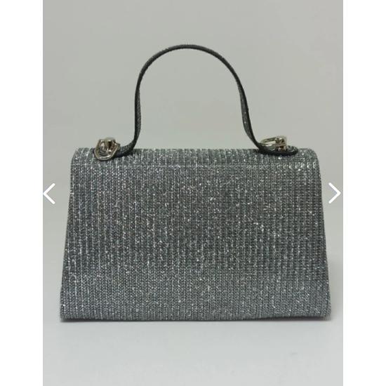 Women's Platinum Glitter Evening Bag