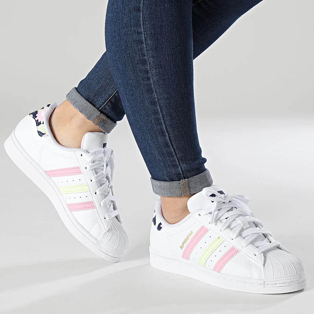 Adidas Superstar White Floral Men Sneakers Cloud-White Almost-Lime True-Pink GY3330