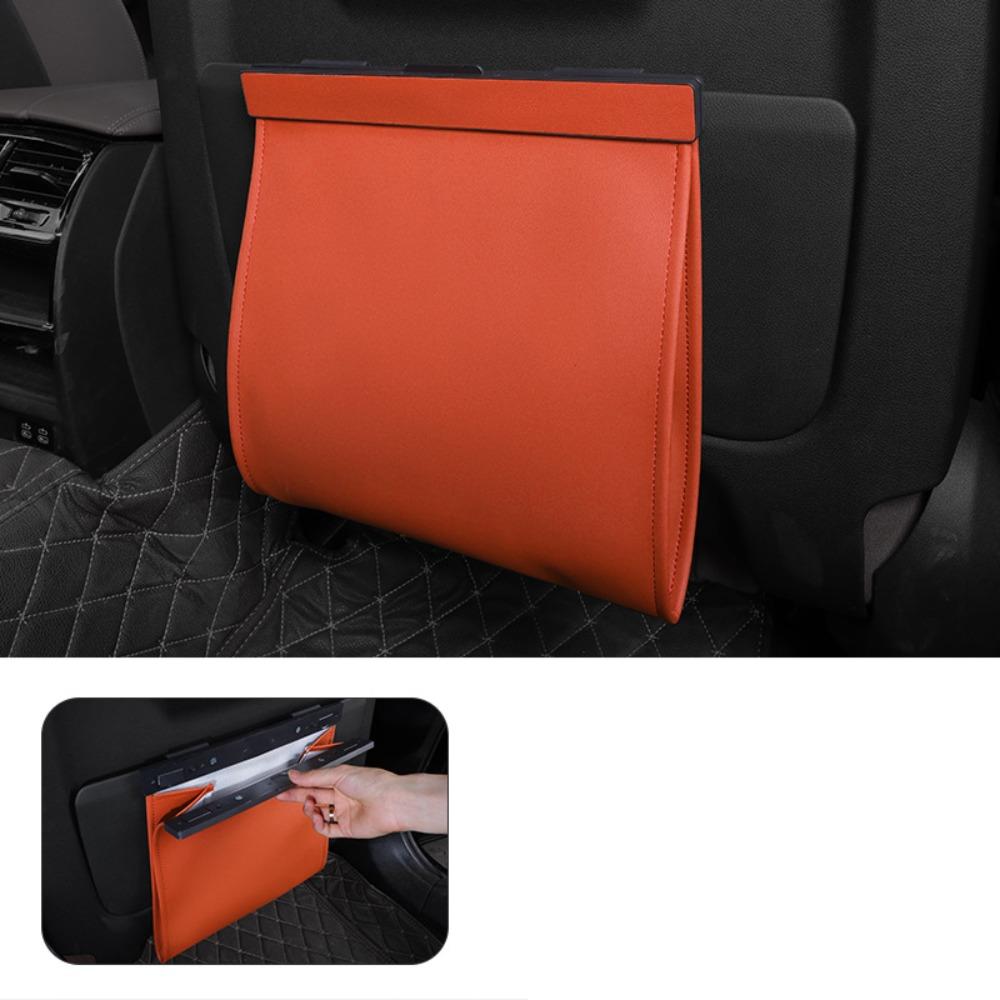 Waterproof Magnetic Adsorption Storage Bag Leather Seat Hanging Trash Can  Car Interior Supplies