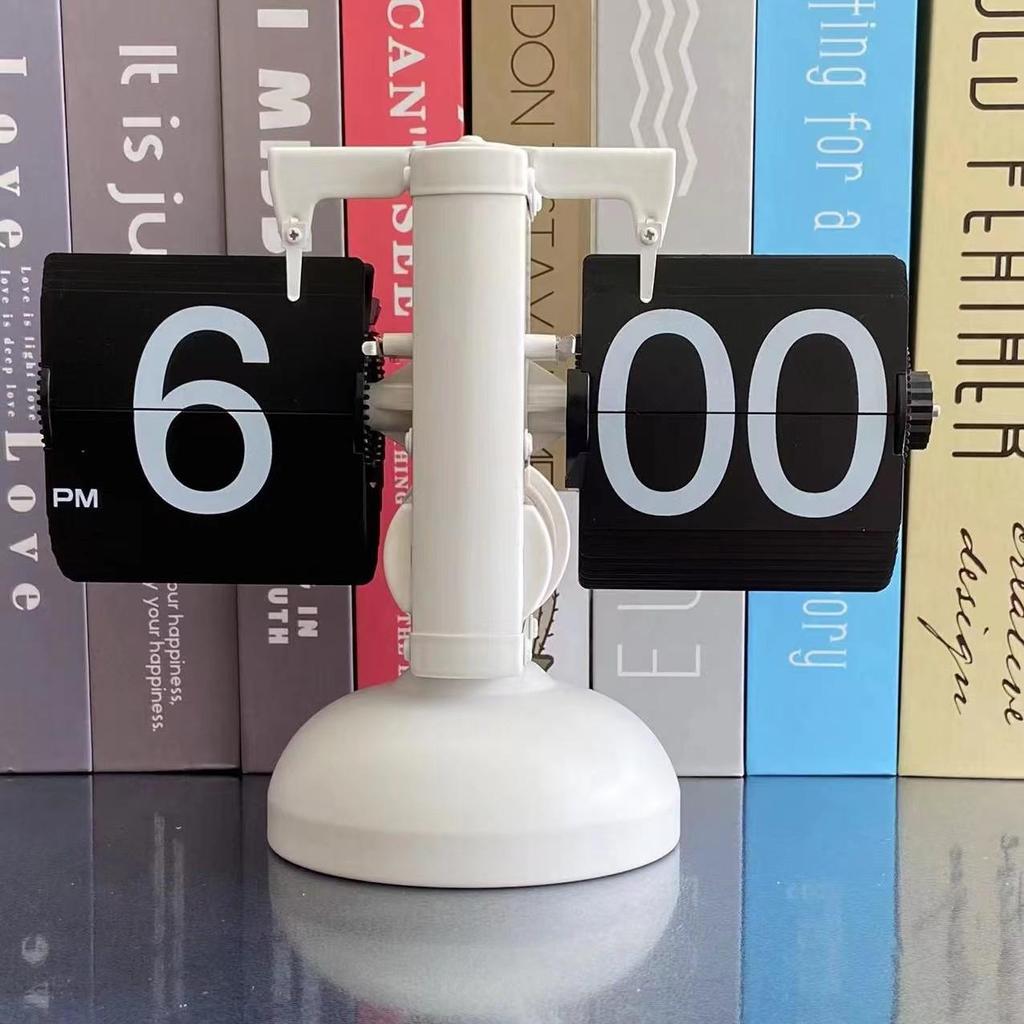 Creative Retro Flip Clock - Modern Simple Design, Ingenious Single-Leg Balance for Living Room Decor