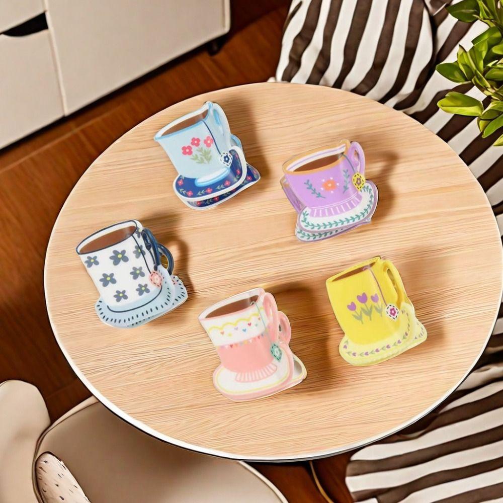 Cute Coffee Cup Hair Clip Flower Small Hair Claw Creative Acetate Hair Claw  Girl