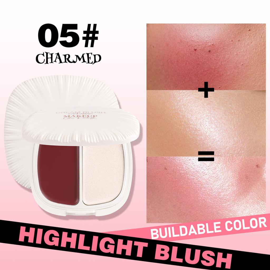 Двухцветный румяна-хайлайтер, кремовый Pure Wind Makeup, осветляющий лицо, стойкие водостойкие матовые румяна