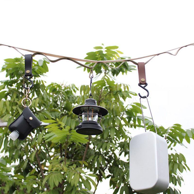 Многофункциональный шнур для кемпинга, кожаная стропа, веревка для навеса, палатка, веревка с пряжкой, бельевая веревка