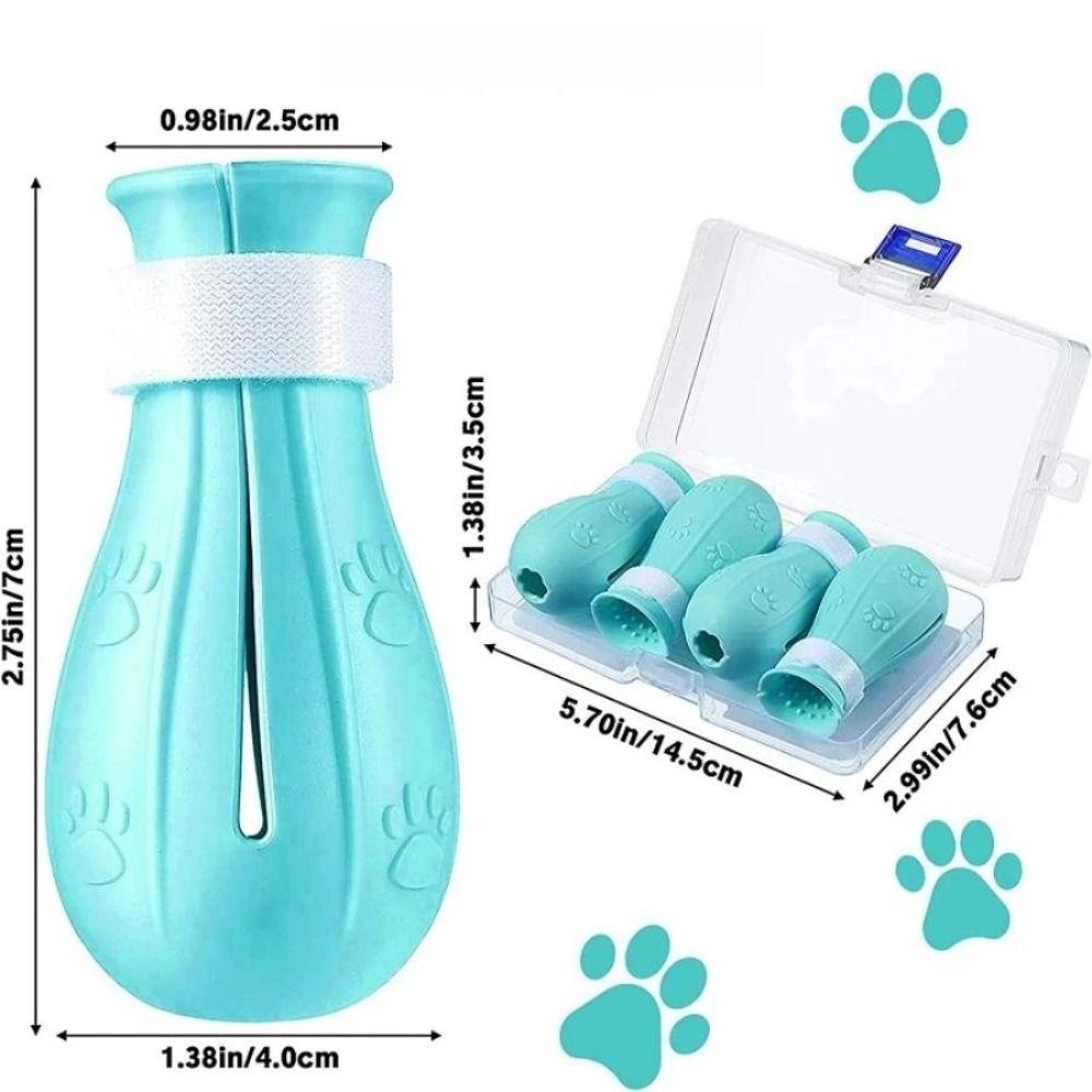 4Pcs Foot Cover Cat Claw Protector Anti-Scratch Bite Paw Nail Cover Boots  Washing Shoes