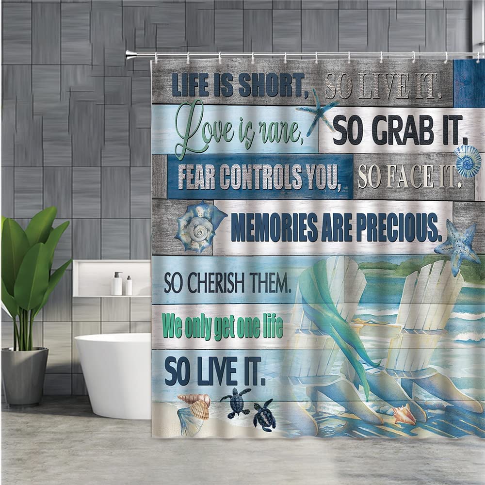 Nautical Sailboat Shower Curtain Ocean Lighthouse Compass Anchor Starfish Seashell Bathroom Decor Fabric Curtains with Hooks