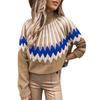 Women's Long Sleeve Turtleneck Geometric Pattern Loose Casual Sweater
