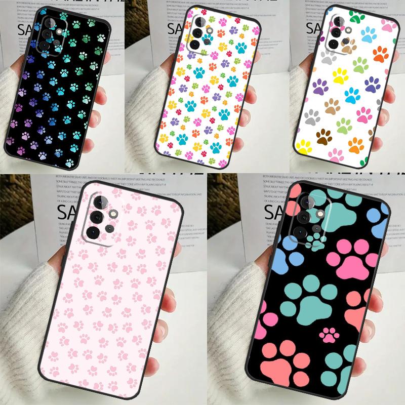 Чехол с лапками кошки и собаки для Samsung Galaxy A54 A34 A14 A13 A33 A53 A12 A32 A52 A71 A51 A15 A25 A35 A55