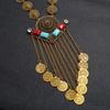 Retro Multilayer Women Coin Long Pendant Necklace With Alloy Waterfall Chain