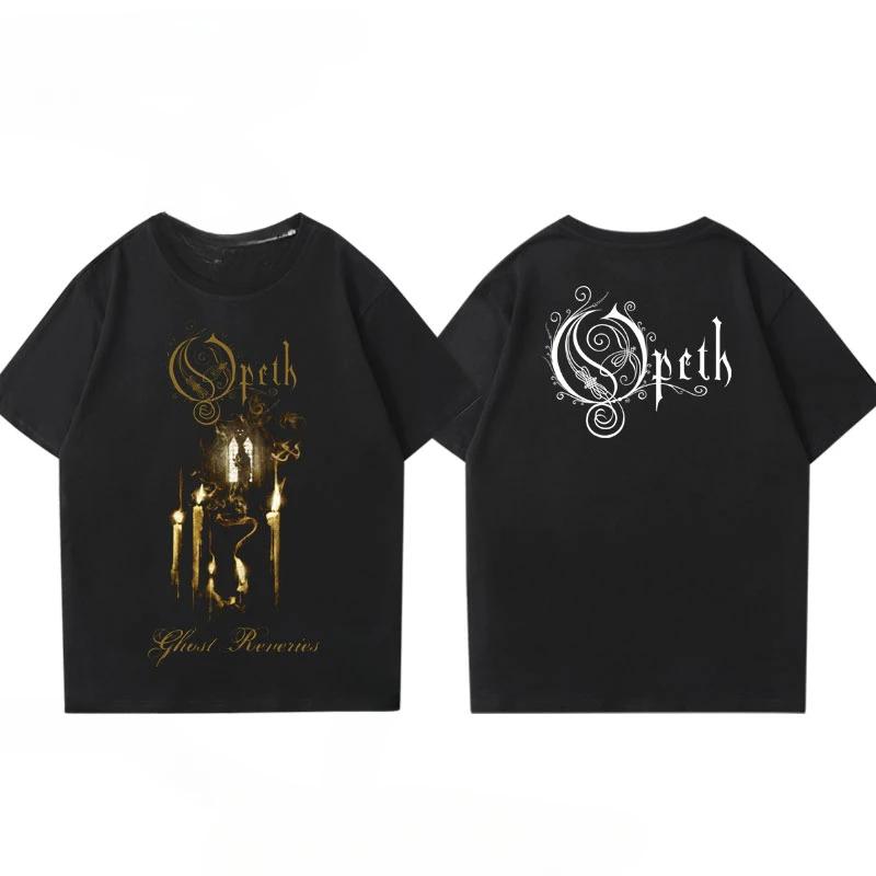 Vintage Progressive Death Metal Band Printed Tshirt for Unisex and Women Fashion Opeth Band ShortSleeved Tees Cotton Streetwear