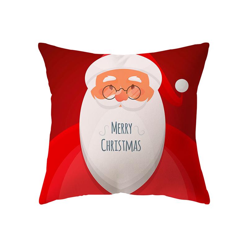 Merry Christmas Santa Claus Print Pattern Cushion Cover Home Living Room Sofa Decoration Square Polyester Pillow Pillow Cover