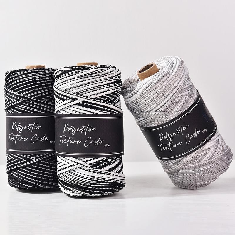 5 мм Двухцветный смешанный 5 мм Полиэстеровый плетеный шнур, Ручная вязка для сумки, ковра, вязальной пряжи, нить для браслета из конского волоса, 70 ярдов