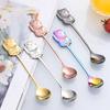 Пищевая кофейная ложка из нержавеющей стали 304, эргономичная ручка, ложка для перемешивания Lucky Cat, принадлежности для вечеринок