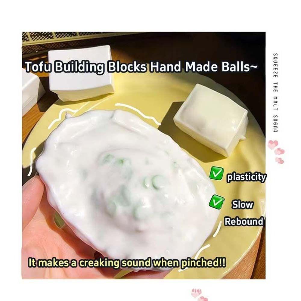Sensory Fidget Crunchy Squishy Self-Made Blocks Filled Squishy Tofu-Shaped Squishy Student