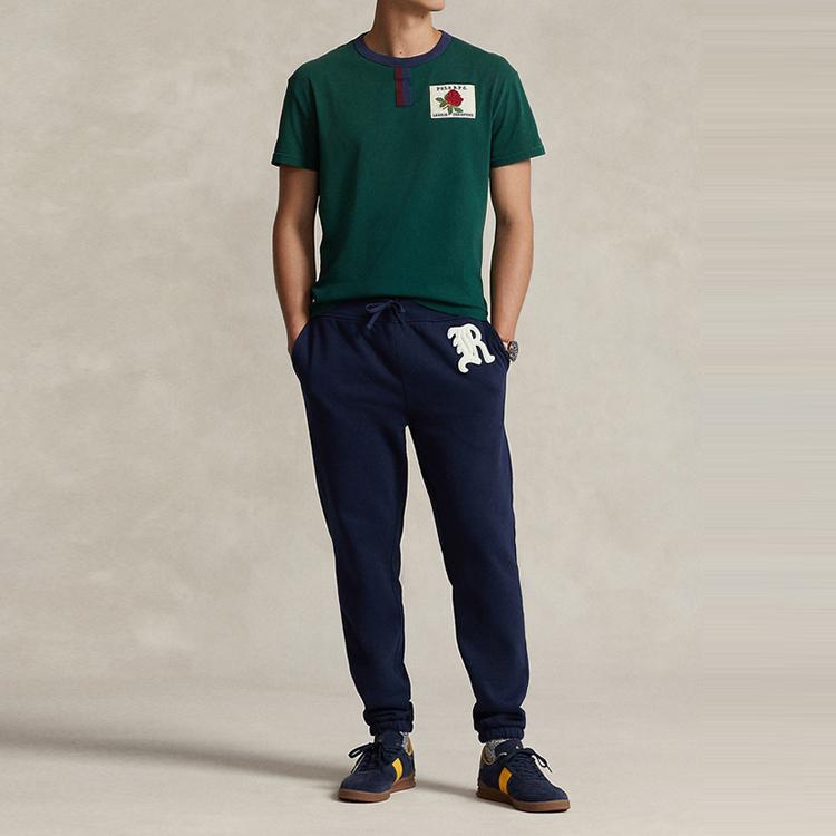 Polo Ralph Lauren Осень/Зима 23 Трикотажные спортивные штаны с принтом-буквами и кулиской Мужские брюки Темно-синий MNPOPNT1BQ20367-410