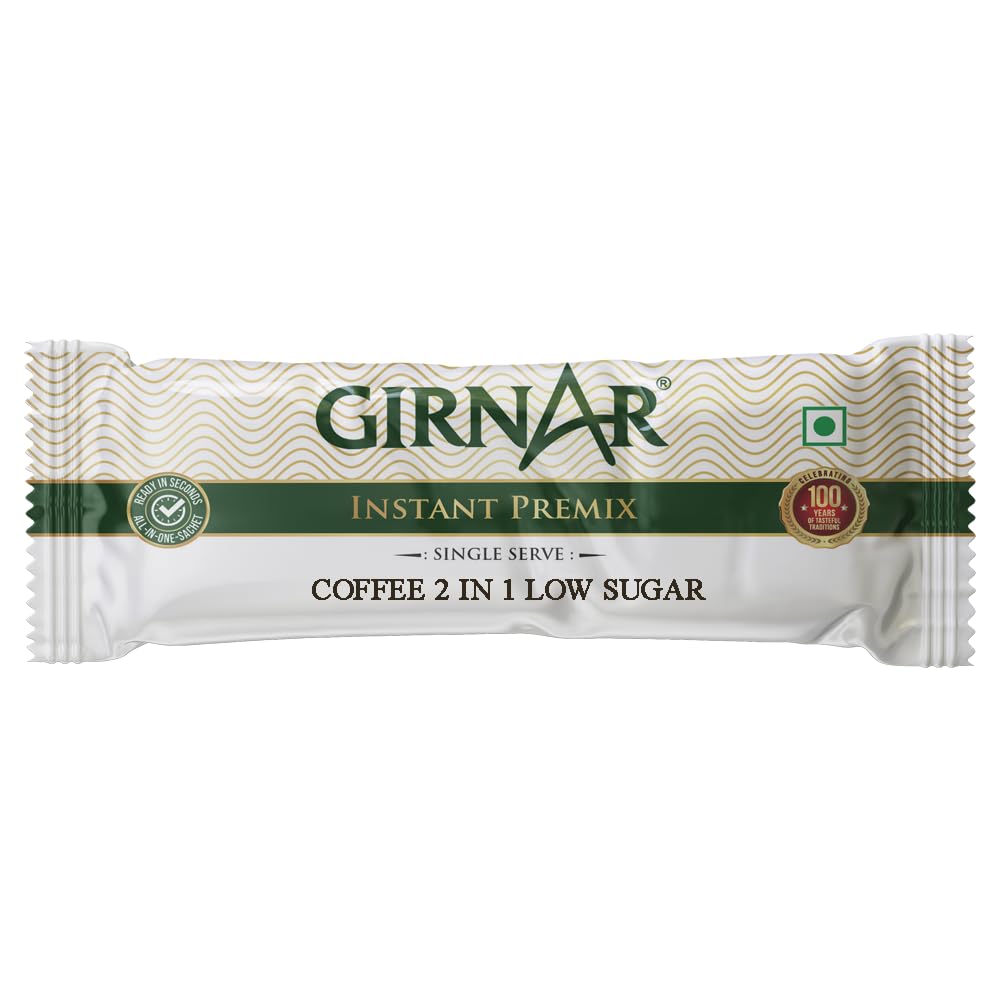 Girnar Instant Coffee 3 In 1 Low Sugar Premix Box 80g 10 Sachets Smooth Aromatic Ground Coffee