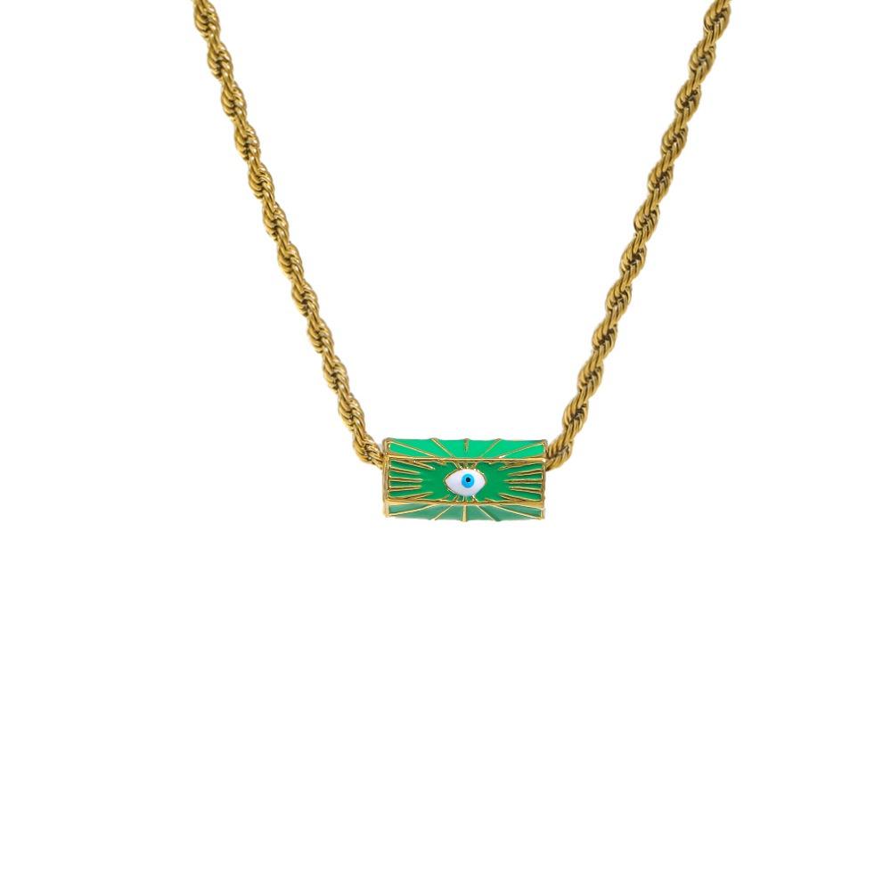 Sweet Charm Turkish Eye Multi Color Necklace Wish Card Hexagonal Neck Chain Jewelry Accessories