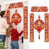 Five Blessings Pattern Spring Couplets Flocking Paper Chunlian Set  Home Door Decoration