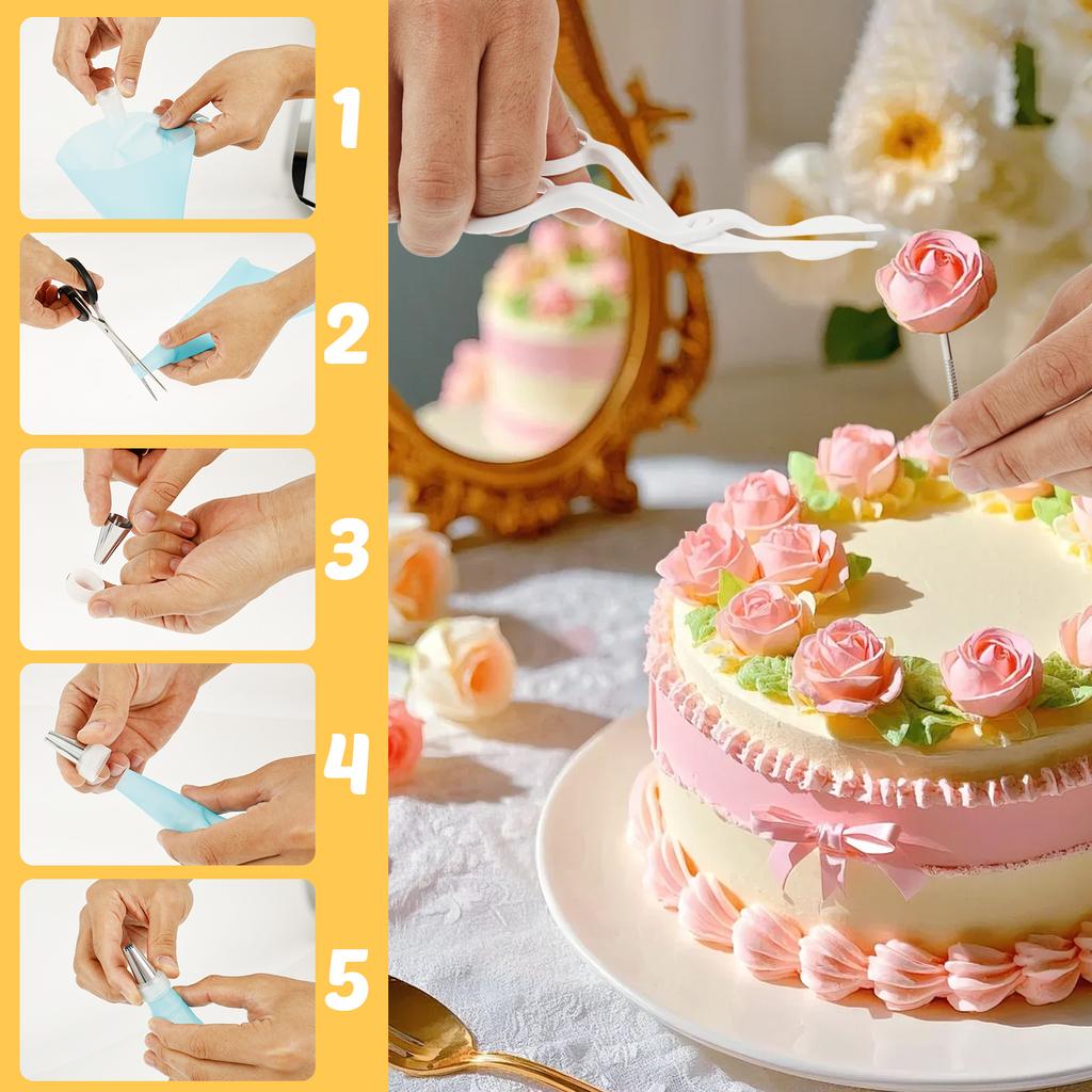 63/82Pcs Cake Decorating Tools Kit Cake Baking Accessories Set DIY Baking Tool Accessories Bake Pastry Turntable Kit for Kitchen