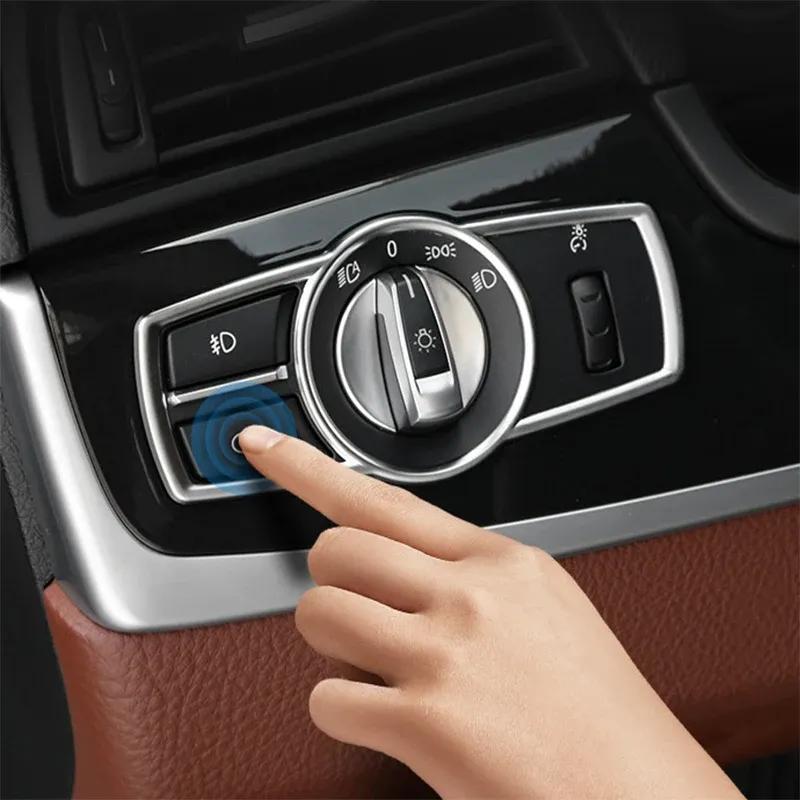 Car Style Headlight Switch Buttons, Decorative Frame Interior Frame Sticker for BMW X3 X4 F25 F26 5/7 Series F10