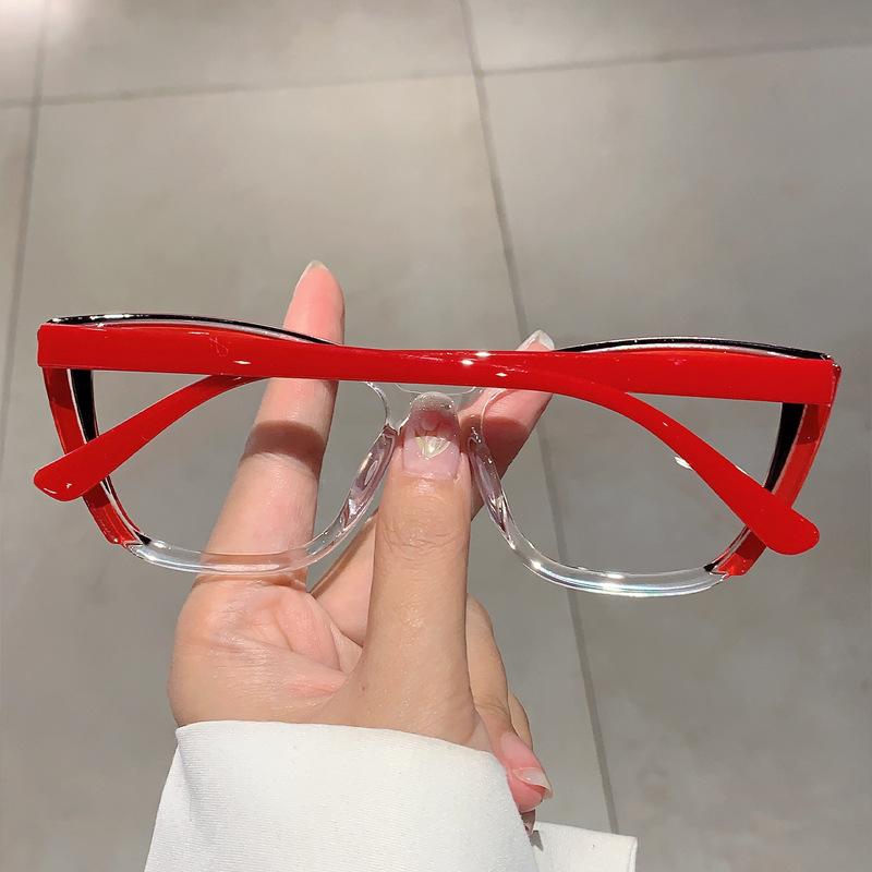 Men's and Women's Photochromic Presbyopia Glasses Colour Blocking Cat-eye Fashion Large Frame Anti-blue Light Reading Glasses