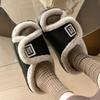 Fashion Velcro Cotton Slippers New Winter Fluffy Slippers Can Be Worn Indoors and Outdoors
