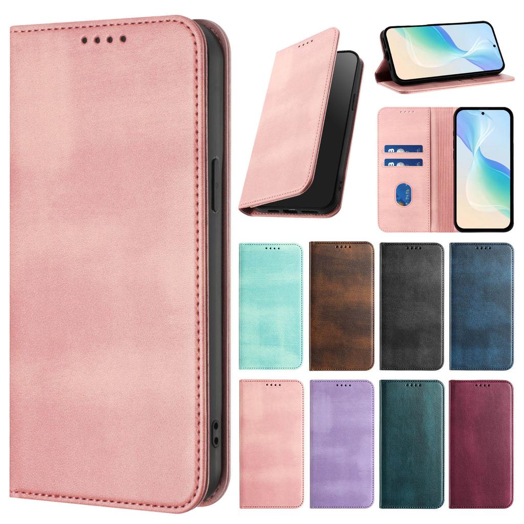 For TCL 505 503 502 501 408 406 405 403 306 305 303E 303 201 Luxury Retro Leather Magnetic 2 Visa Cards Holder Wallet Flip Cover