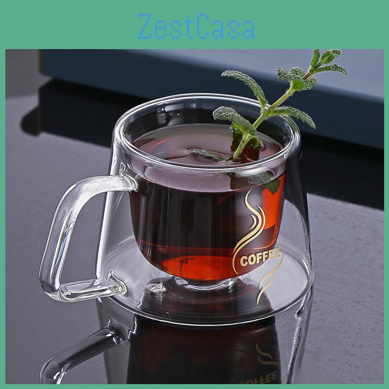 200ml Double Glass Ywdl Wall Coffee Cups Espresso Clear Insulated Tea Mugs Heat Resistant Handle Mug For Latte Cappuccino