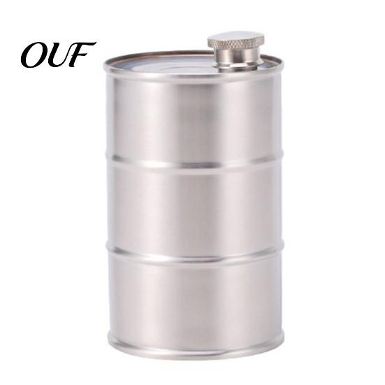 Airtight Metal Condiment Bottle Oil Drum Shape Wine Pot, Durable Stainless Steel Leak-proof Kitchen Countertop Storage Cruet, 350ml Capacity,