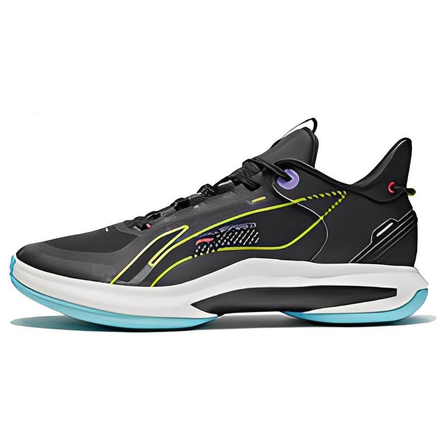 Li Ning Текстиль, Кожа Амортизация Скользкие Устойчивые к истиранию Низкие Высокопроизводительные Баскетбольные Кроссовки Мужские Черные ABPR069-8