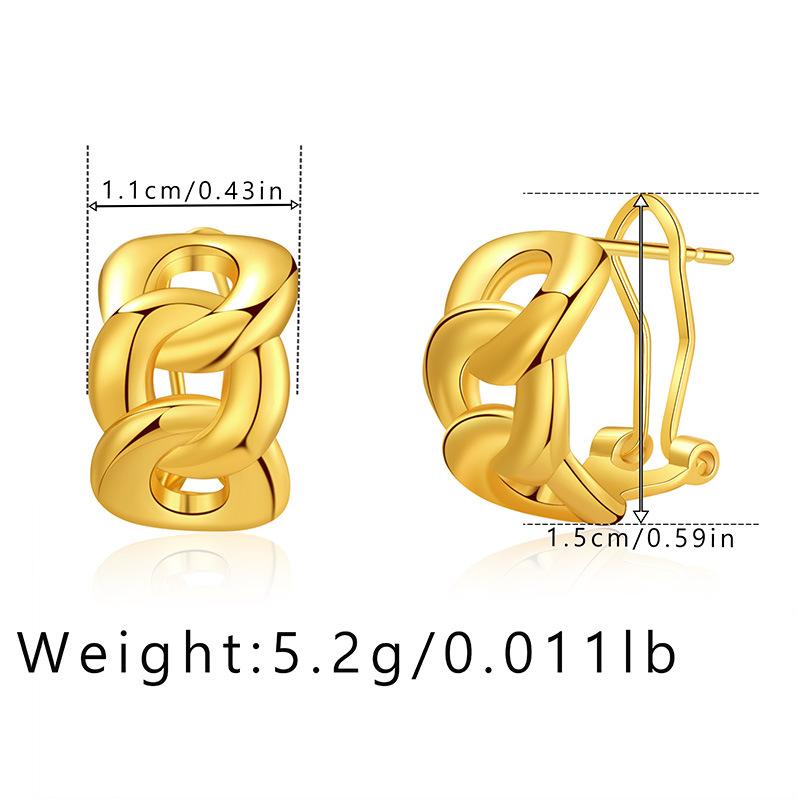 Minimalist Openwork Chain Twist 18k Gold Plated Earrings