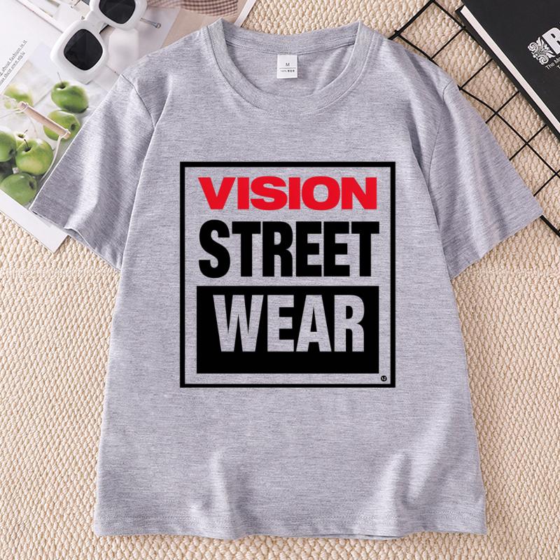 Unisex Unisex Vision Street Wear TShirt Letter Printed Short Sleeve TShirts Causal Round Neck Cotton Short Sleeve Tshirts