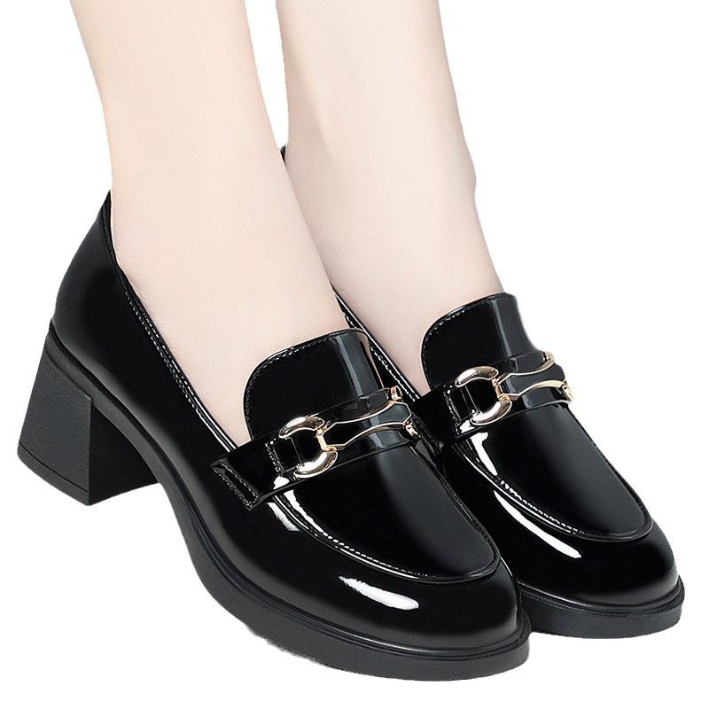 Women's Faux Leather Loafers Platform Chunky Loafers Slip On Casual Shoes Non-Slip Casual PU Business Shoes Penny Heeled Loafers for Women Dressy Work