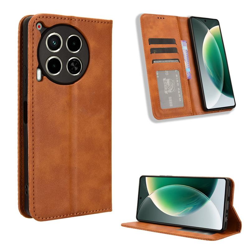 Флип-чехол для Tecno Camon 30 4G/Camon 30 5G кожаный чехол [Flip Vintage Leather] ударопрочный прочный ретро-чехол для телефона