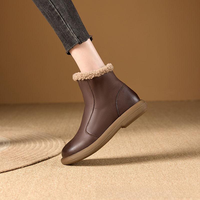 Women's Genuine Leather Chelsea Boots - Cozy, Velvet-Lined for Autumn/Winter 2023