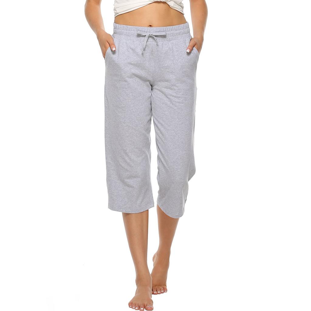 Женские модные повседневные однотонные укороченные брюки с эластичной резинкой на талии